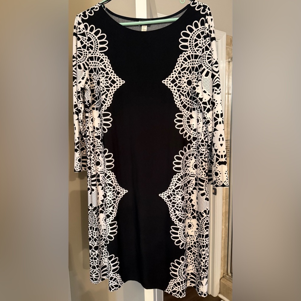 Haani Black Dress with White Lace Design